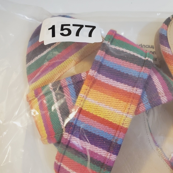 J. Crew Cora colorfull stripes canvas Flat Slides sandals size 8 - Picture 11 of 11